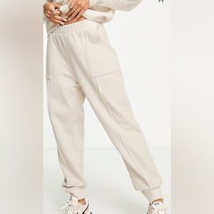 NEW/never worn (but no tags): ASOS Design super soft seamed sweatpants in cream.